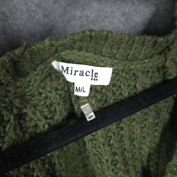 Miracle USA Women's Green Knit Sweater M/L Pullover V-Neck Long Sleeve Pockets - Picture 4 of 11